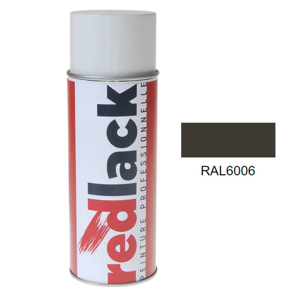 Bombe de peinture Aérosol - spray - 400ml - RAL 6006 Olive gris - Mat - multisupport - Redlack - RAL6006-0