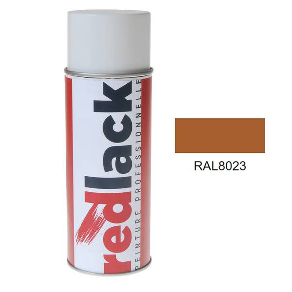 Bombe de peinture Aérosol - spray - 400ml - RAL 8023 Brun orangé - Mat - multisupport - Redlack - RAL8023