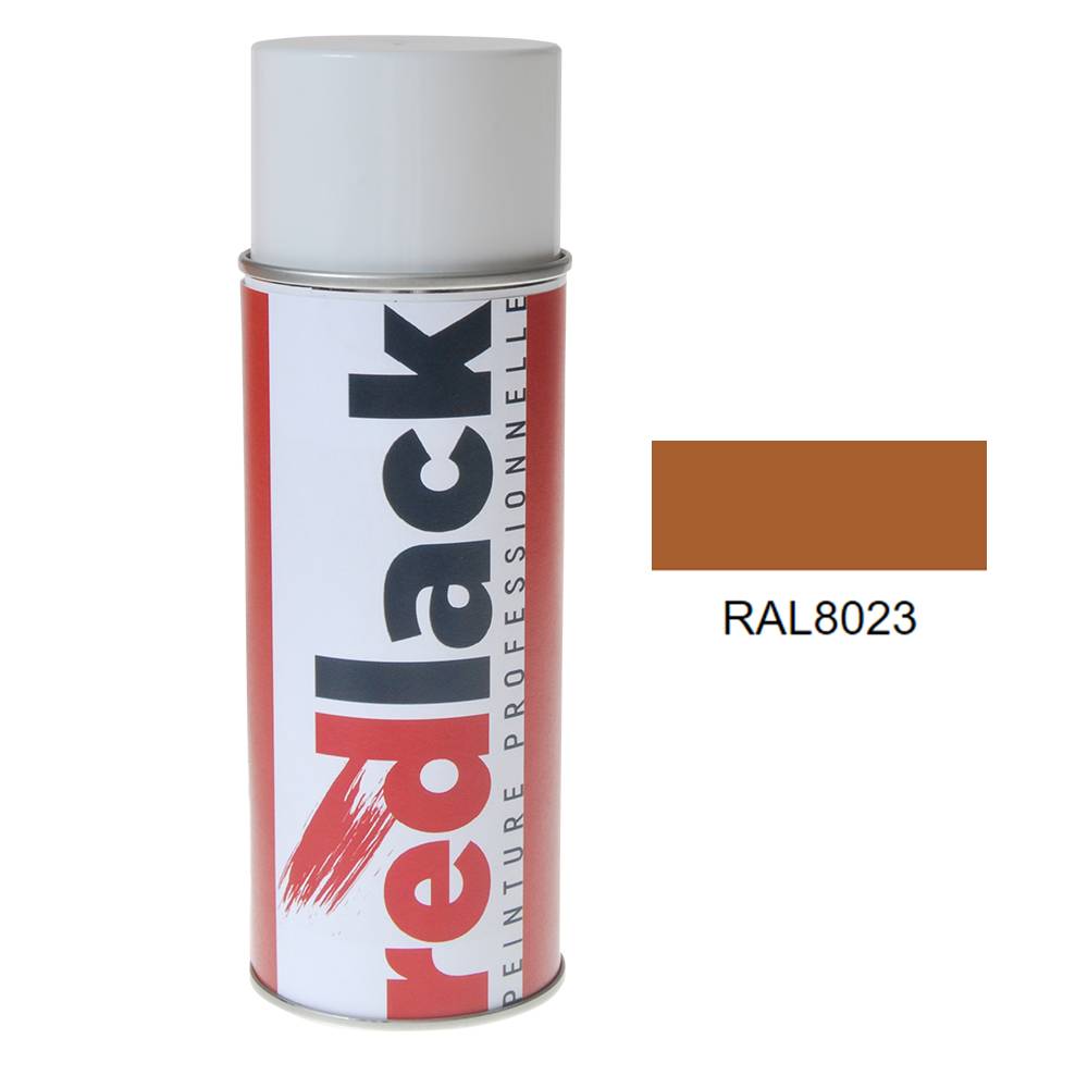 Bombe de peinture Aérosol - spray - 400ml - RAL 8023 Brun orangé - Mat - multisupport - Redlack - RAL8023-0