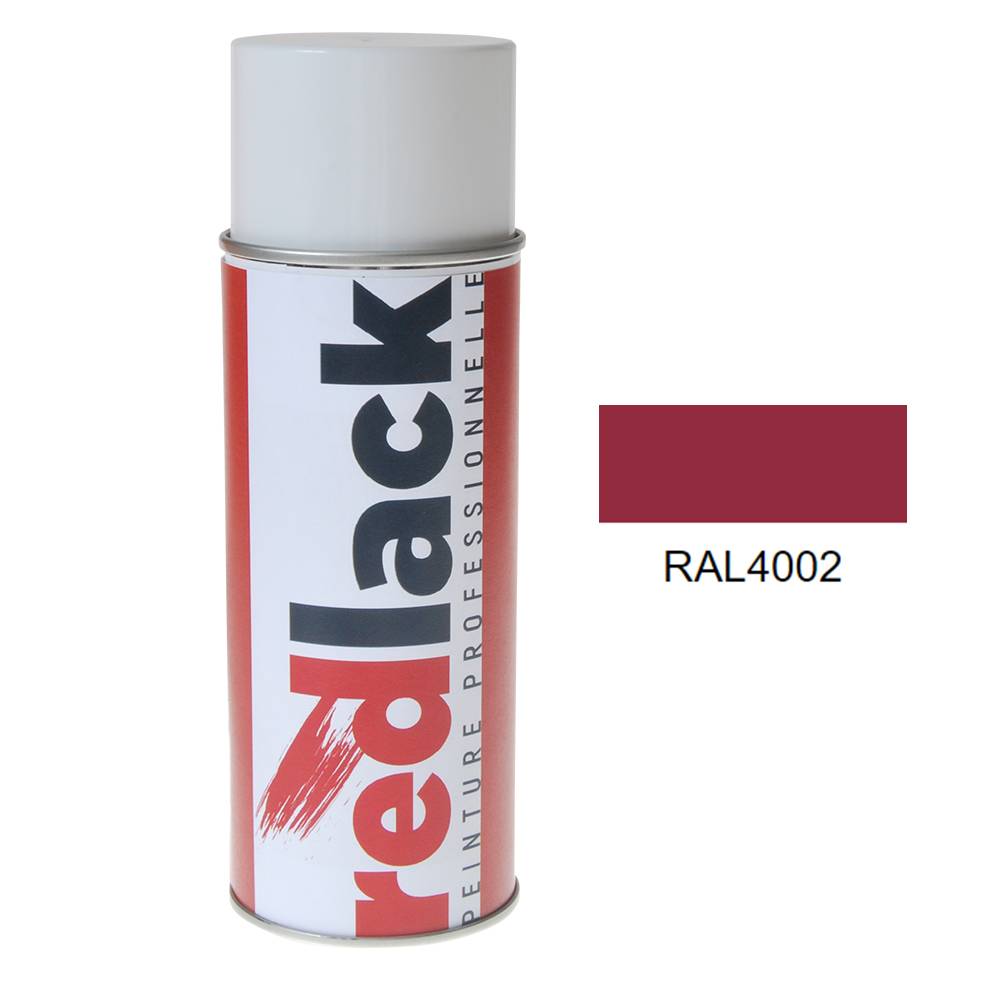 Bombe de peinture Aérosol - spray - 400ml - RAL 4002 Violet rouge - Mat - multisupport - Redlack - RAL4002-0