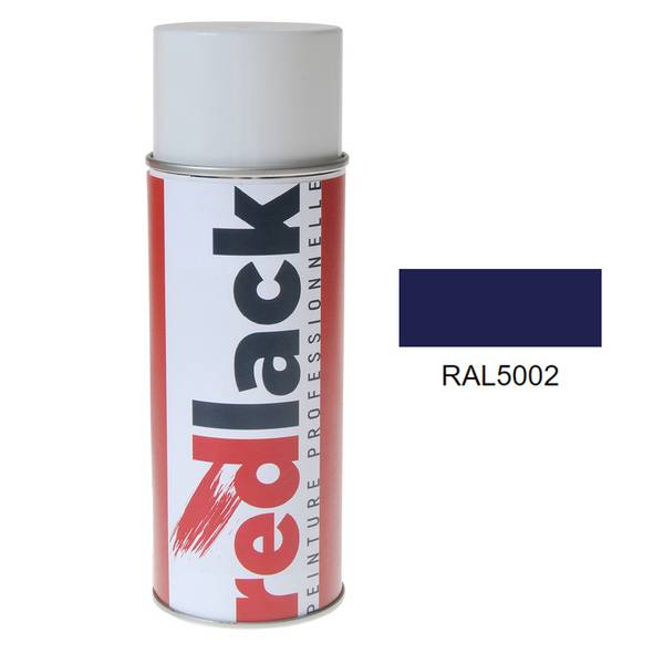 Bombe de peinture Aérosol - spray - 400ml - RAL 5002 Bleu outremer - Satiné - multisupport - Redlack - RAL5002