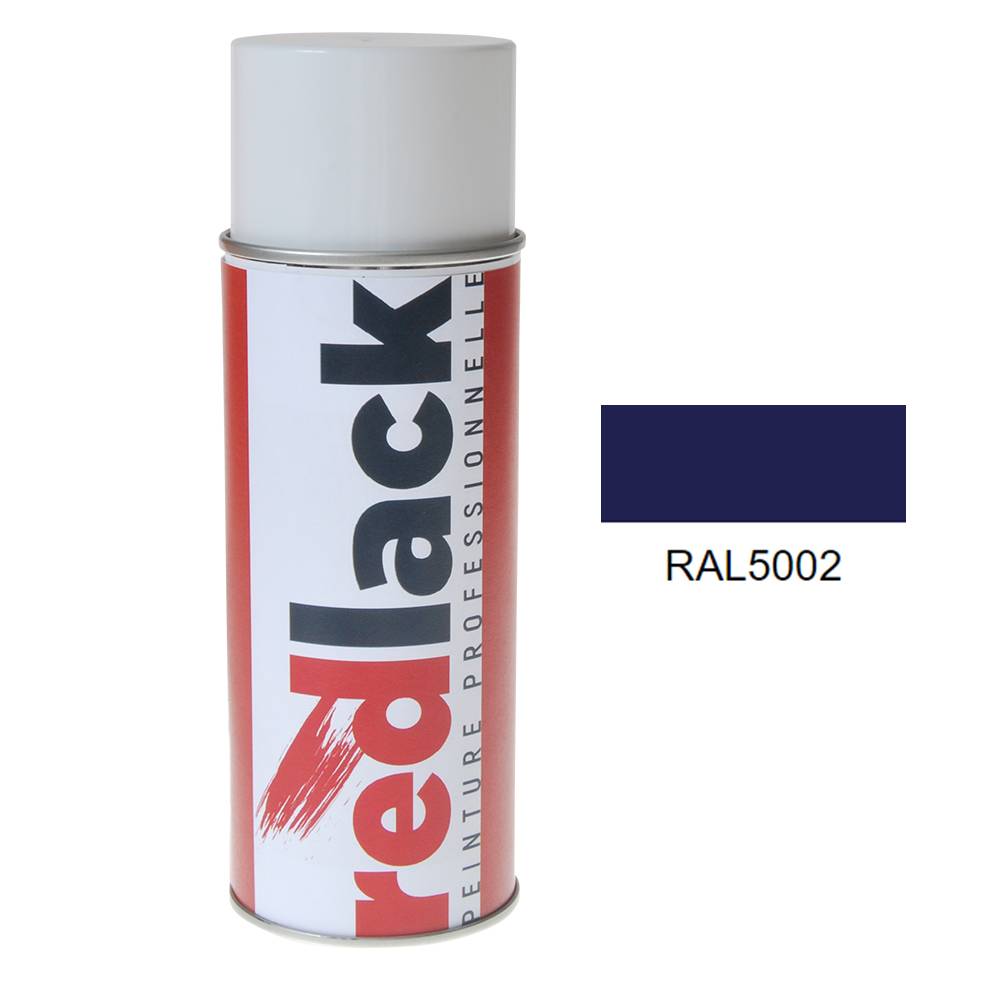 Bombe de peinture Aérosol - spray - 400ml - RAL 5002 Bleu outremer - Brillant - multisupport - Redlack - RAL5002-0