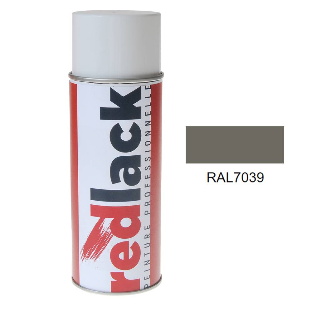 Bombe de peinture Aérosol - spray - 400ml - RAL 7039 Gris quartz - Satiné - multisupport - Redlack - RAL7039-0