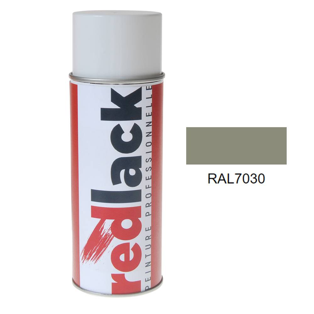 Bombe de peinture Aérosol - spray - 400ml - RAL 7030 Gris pierre - Mat - multisupport - Redlack - RAL7030-0