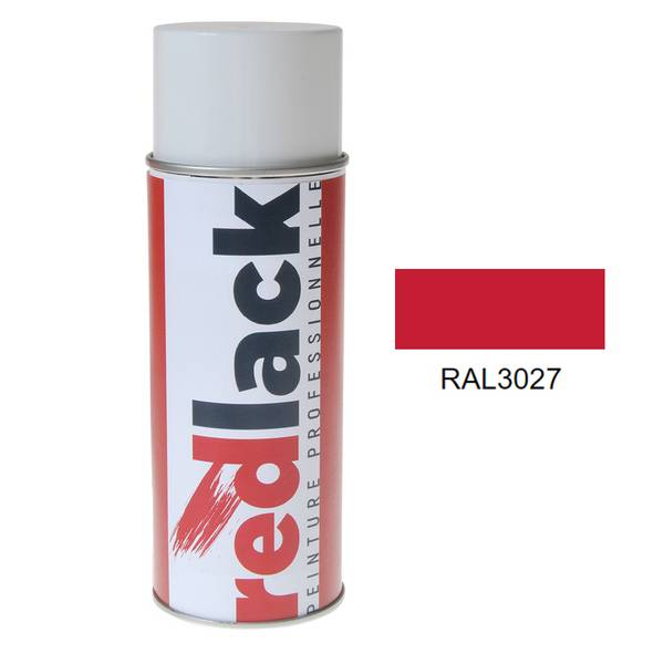 Bombe de peinture Aérosol - spray - 400ml - RAL 3027 Rouge framboise - Satiné - multisupport - Redlack - RAL3027