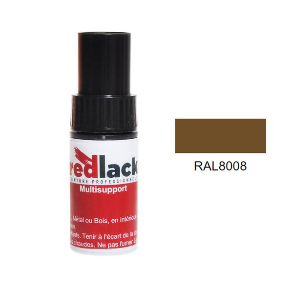 Flacon de Retouche Peinture 9 ml - RAL 8008 - Brun olive - Satiné - multisupport - Redlack - RAL8008
