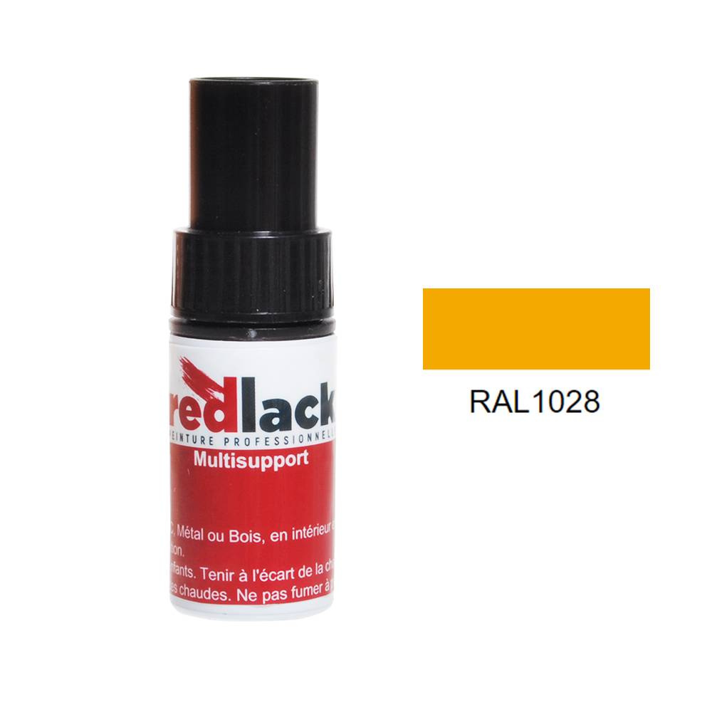 Flacon de Retouche Peinture 9 ml - RAL 1028 - Jaune melon - Mat - multisupport - Redlack - RAL1028-0