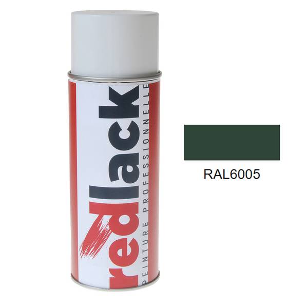 Bombe de peinture Aérosol - spray - 400ml - RAL 6005 Vert mousse - Brillant - multisupport - Redlack - RAL6005