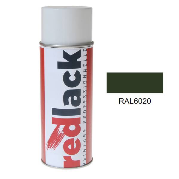 Bombe de peinture Aérosol - spray - 400ml - RAL 6020 Vert oxyde chromique - Mat - multisupport - Redlack - RAL6020