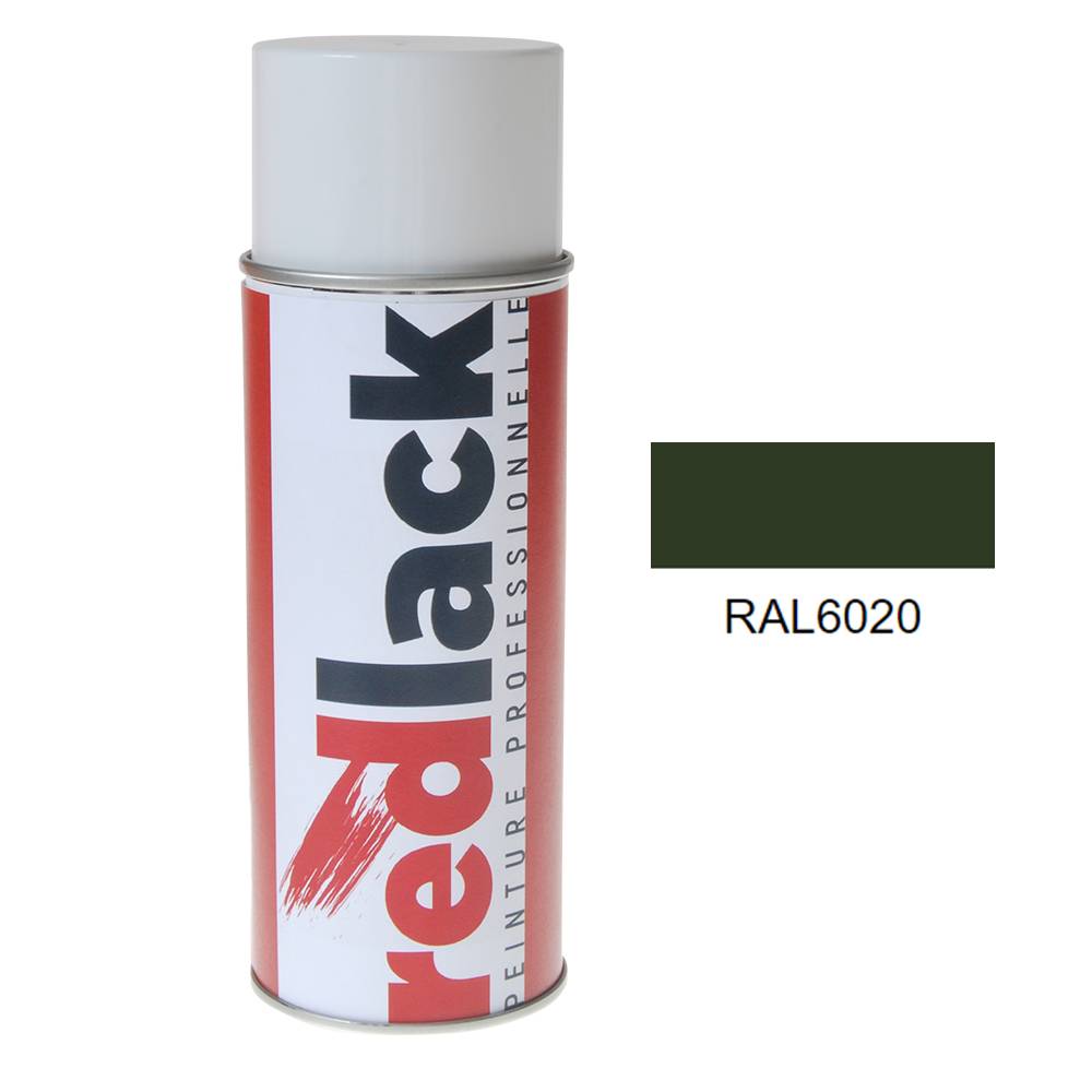 Bombe de peinture Aérosol - spray - 400ml - RAL 6020 Vert oxyde chromique - Mat - multisupport - Redlack - RAL6020-0