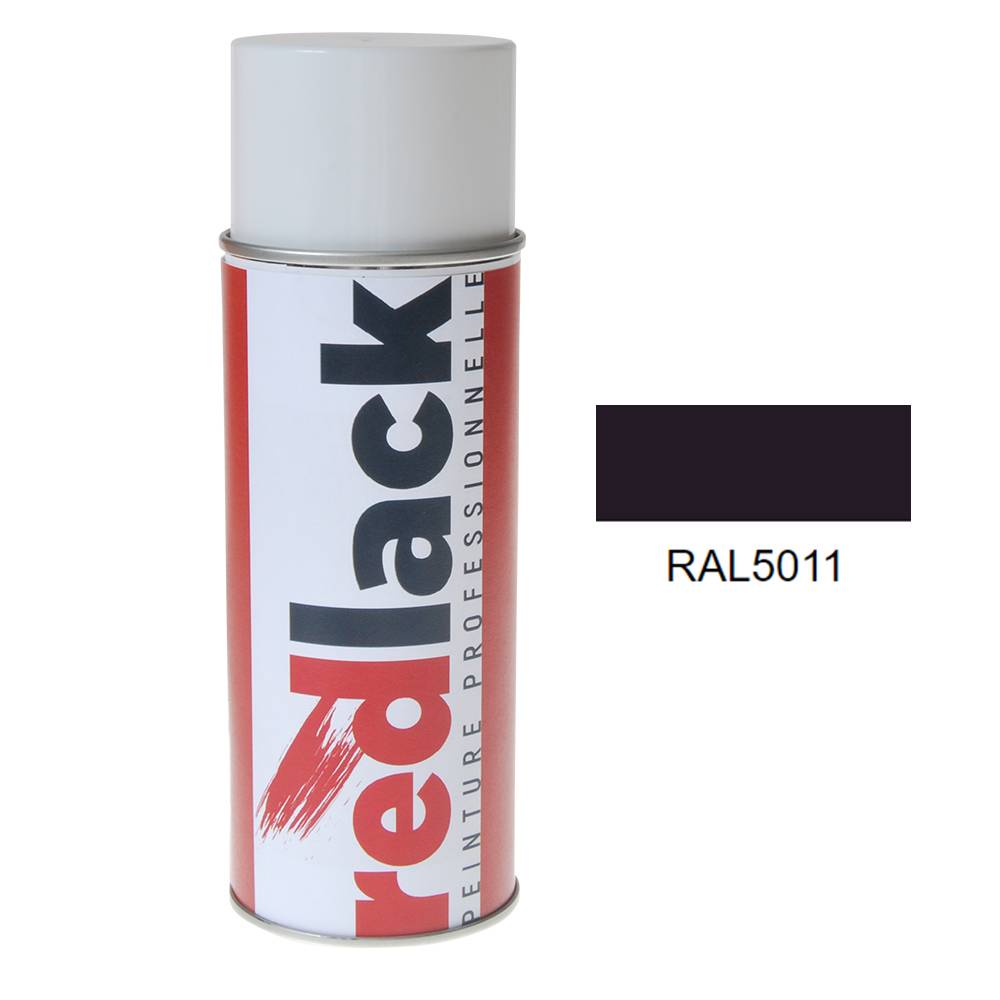 Bombe de peinture Aérosol - spray - 400ml - RAL 5011 Bleu acier - Satiné - multisupport - Redlack - RAL5011-0