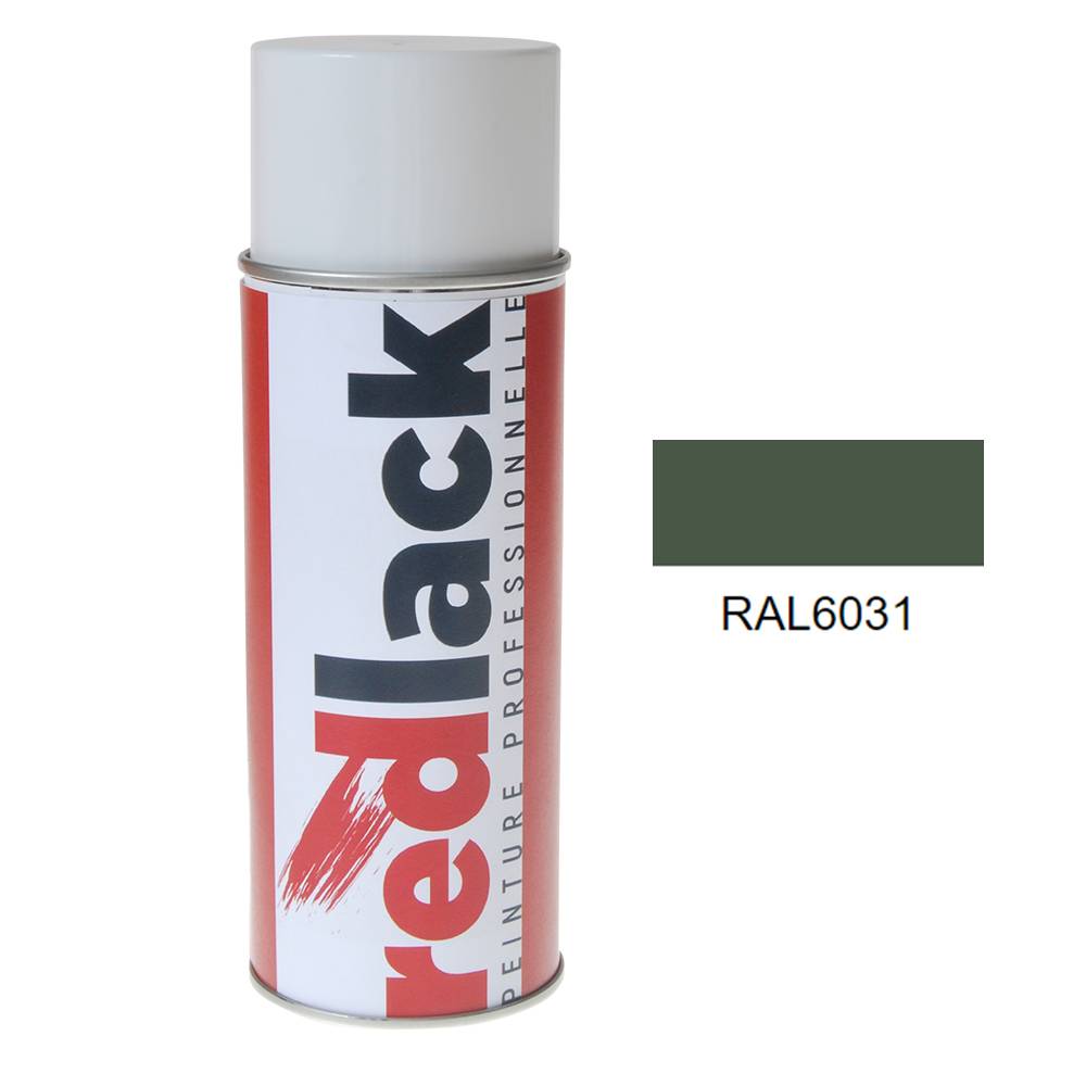 Bombe de peinture Aérosol - spray - 400ml - RAL 6031 Vert Camouflage Bronze - Mat - multisupport - Redlack - RAL6031-0