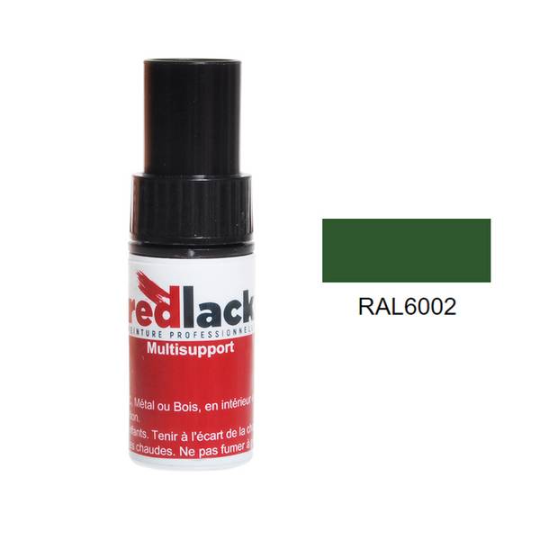 Flacon de Retouche Peinture 9 ml - RAL 6002 - Vert feuillage - Satiné - multisupport - Redlack - RAL6002