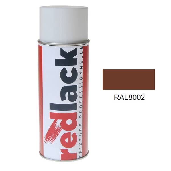 Bombe de peinture Aérosol - spray - 400ml - RAL 8002 Brun de sécurité - Brillant - multisupport - Redlack - RAL8002