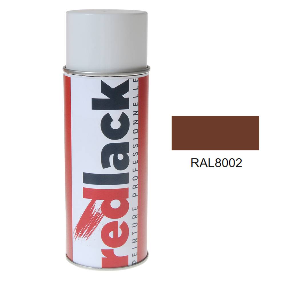 Bombe de peinture Aérosol - spray - 400ml - RAL 8002 Brun de sécurité - Brillant - multisupport - Redlack - RAL8002-0
