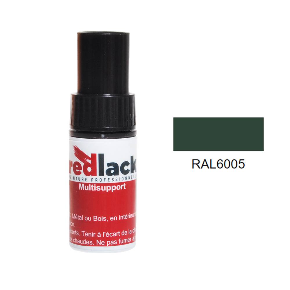 Flacon de Retouche Peinture 9 ml - RAL 6005 - Vert mousse - Mat - multisupport - Redlack - RAL6005-0