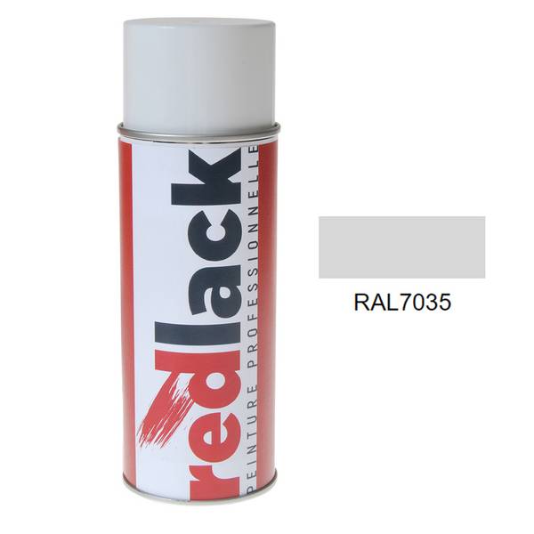 Bombe de peinture Aérosol - spray - 400ml - RAL 7035 Gris clair - Satiné - multisupport - Redlack - RAL7035