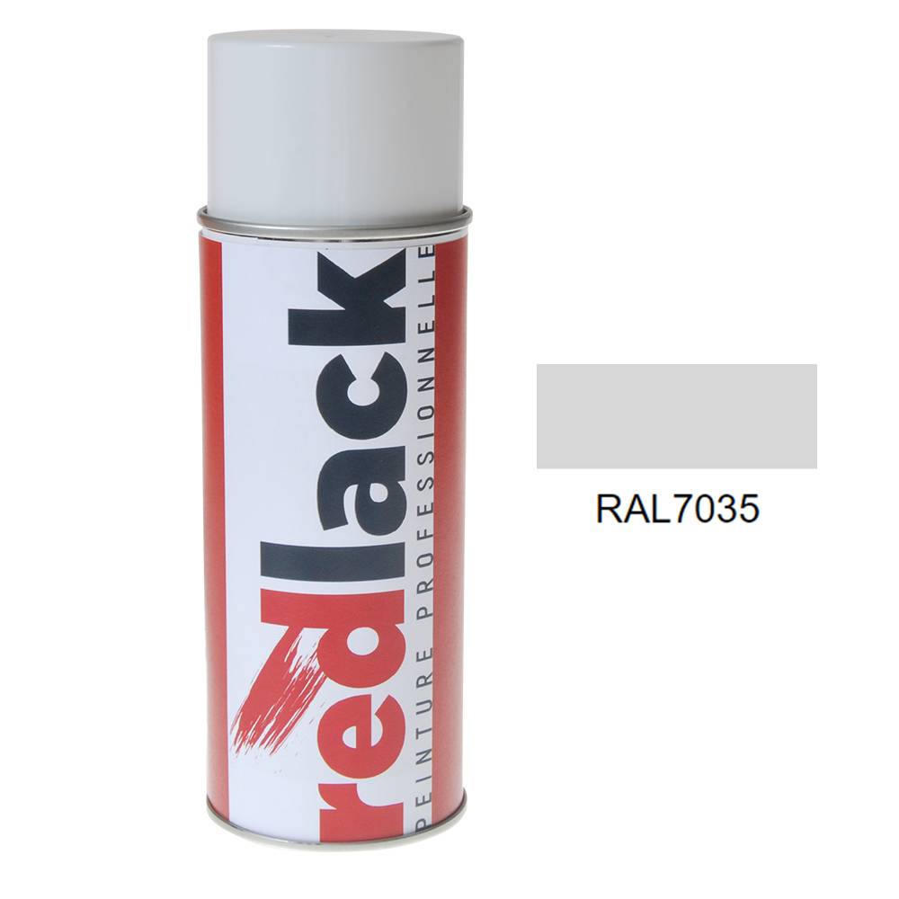 Bombe de peinture Aérosol - spray - 400ml - RAL 7035 Gris clair - Satiné - multisupport - Redlack - RAL7035-0