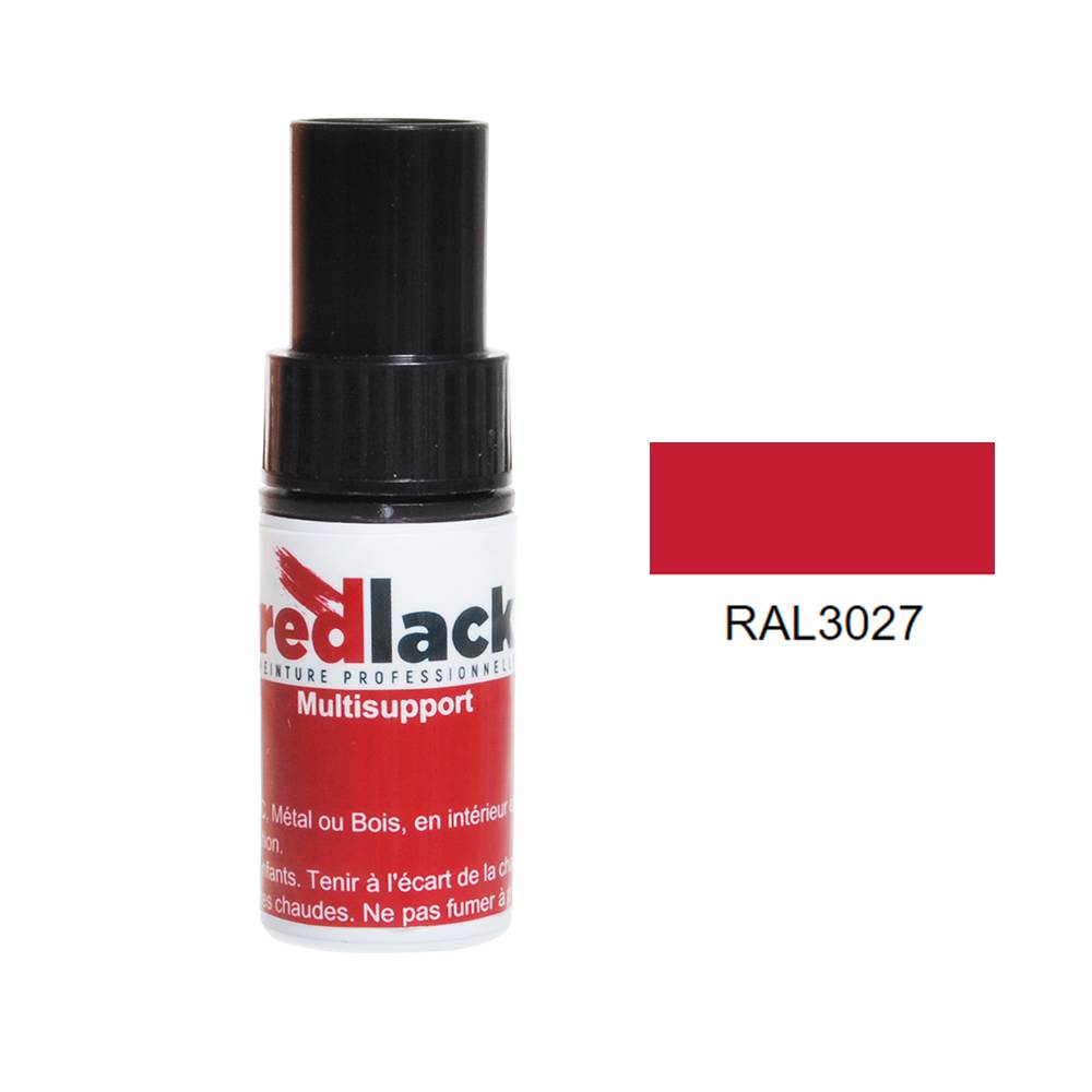 Flacon de Retouche Peinture 9 ml - RAL 3027 - Rouge framboise - Brillant - multisupport - Redlack - RAL3027-0