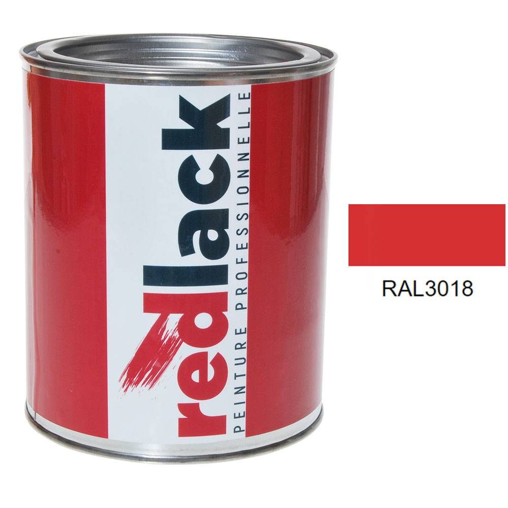 Peinture Multisupport - RAL 3018 - Rouge fraise - Satiné - 1L - Redlack - RAL3018-0
