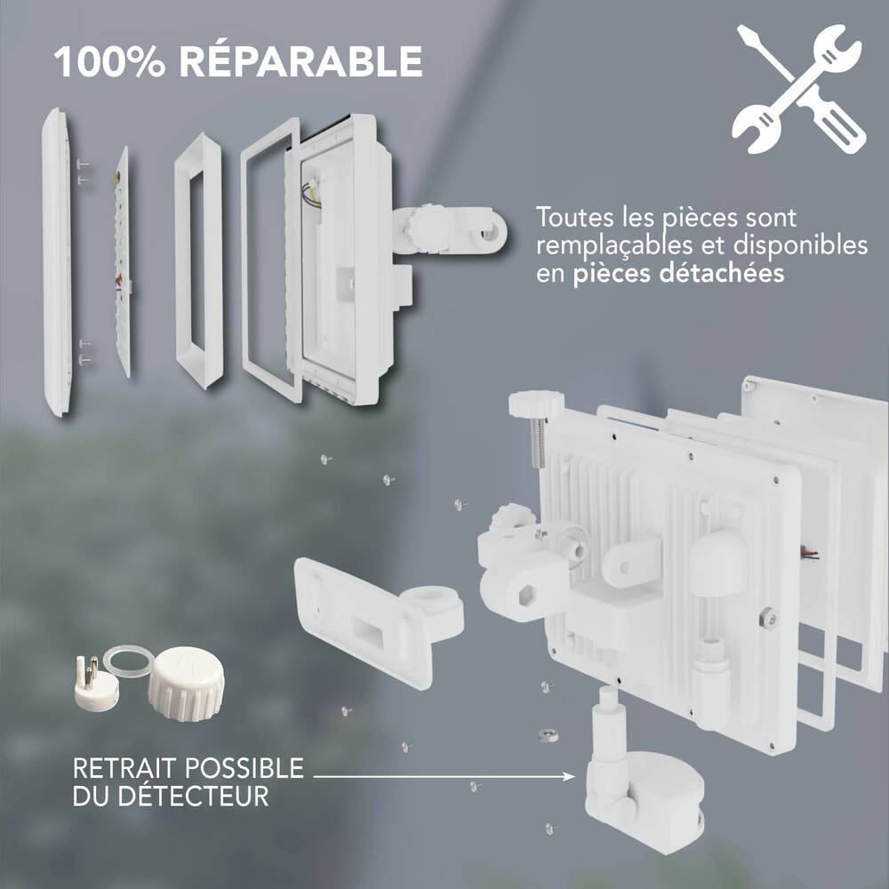 Projecteur LED écran Blanc 30W à détecteur de mouvement 3110lm IP65 lumière 4000K orientable 360 Gar. 5 ans-1