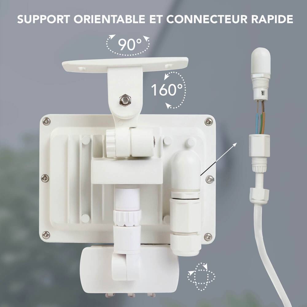 Projecteur LED écran Blanc 30W à détecteur de mouvement 3110lm IP65 lumière 4000K orientable 360 Gar. 5 ans-2