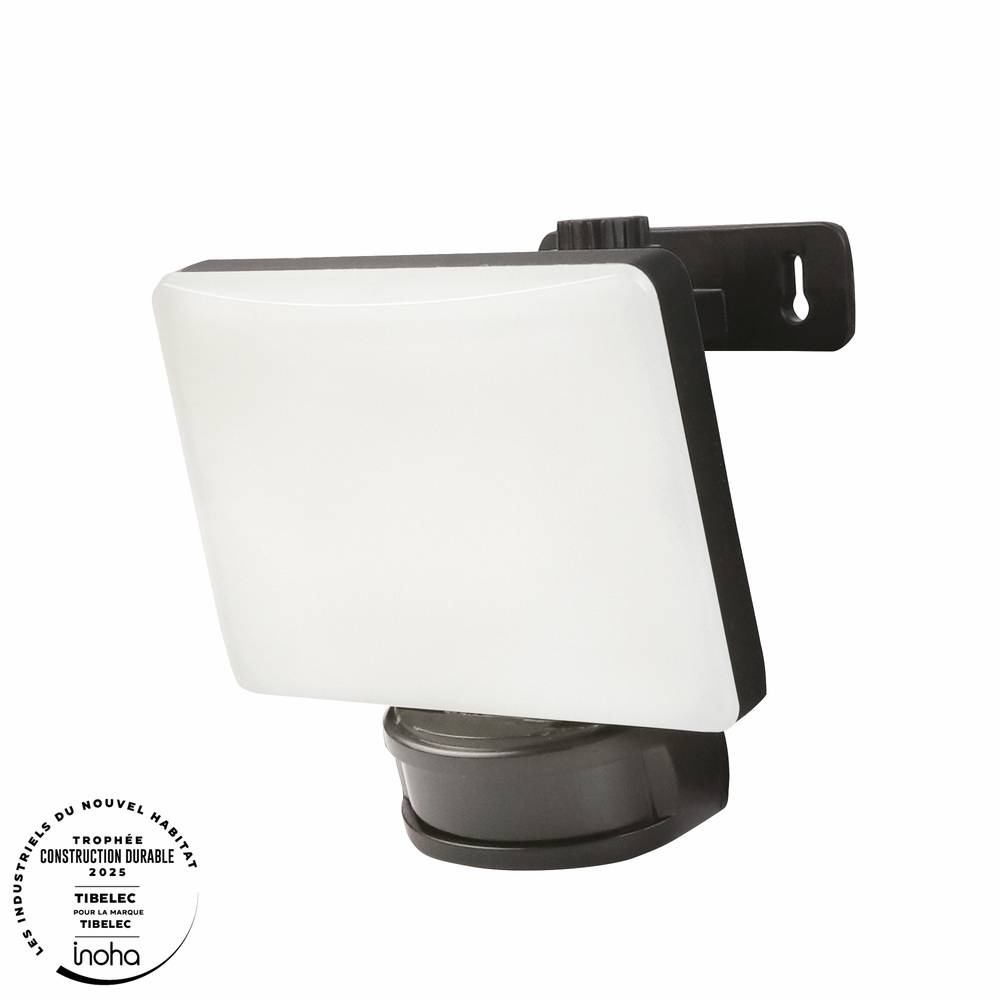 Projecteur LED écran Noir 20W à détecteur de mouvement 2160lm IP65 lumière 4000K orientable 360 Gar. 5 ans-0