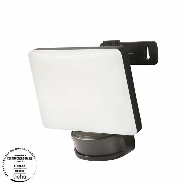 Projecteur LED écran  Noir 20W à détecteur de mouvement 2160lm IP65 lumière 4000K    orientable 360 Gar. 5 ans