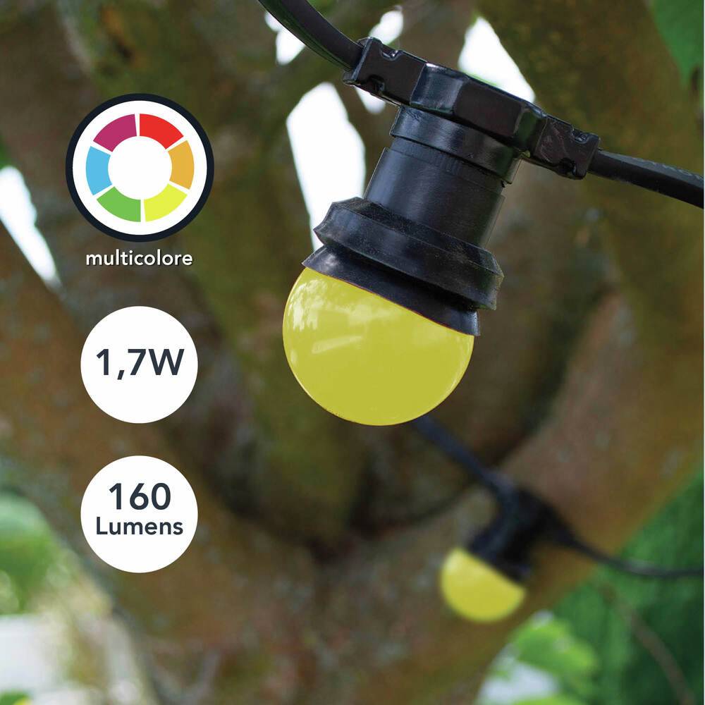 Pack de 5 Ampoules LED Sphériques 07W - 30LM Plastique Haute Résistance Multicolore Idéales pour Guirlandes B22-2