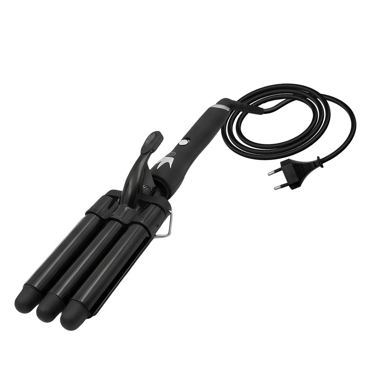 Fer à Boucler Électrique 3 Tubes Multifonction 70W pour Cheveux Humides ou Secs-0