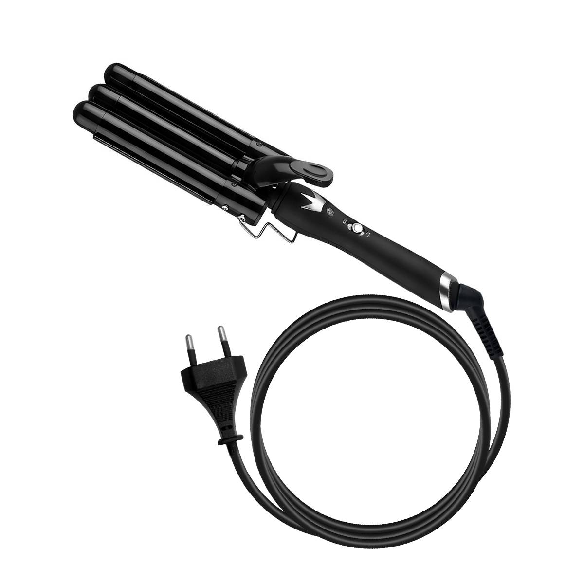 Fer à Boucler Électrique 3 Tubes Multifonction 70W pour Cheveux Humides ou Secs-1