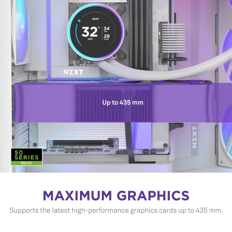NZXT H9 Flow RGB+, Midi Tower, PC, Blanc, ATX, EATX, micro ATX, Mini-ITX, Mesh, SGCC, Verre trempé, 16,5 cm-4