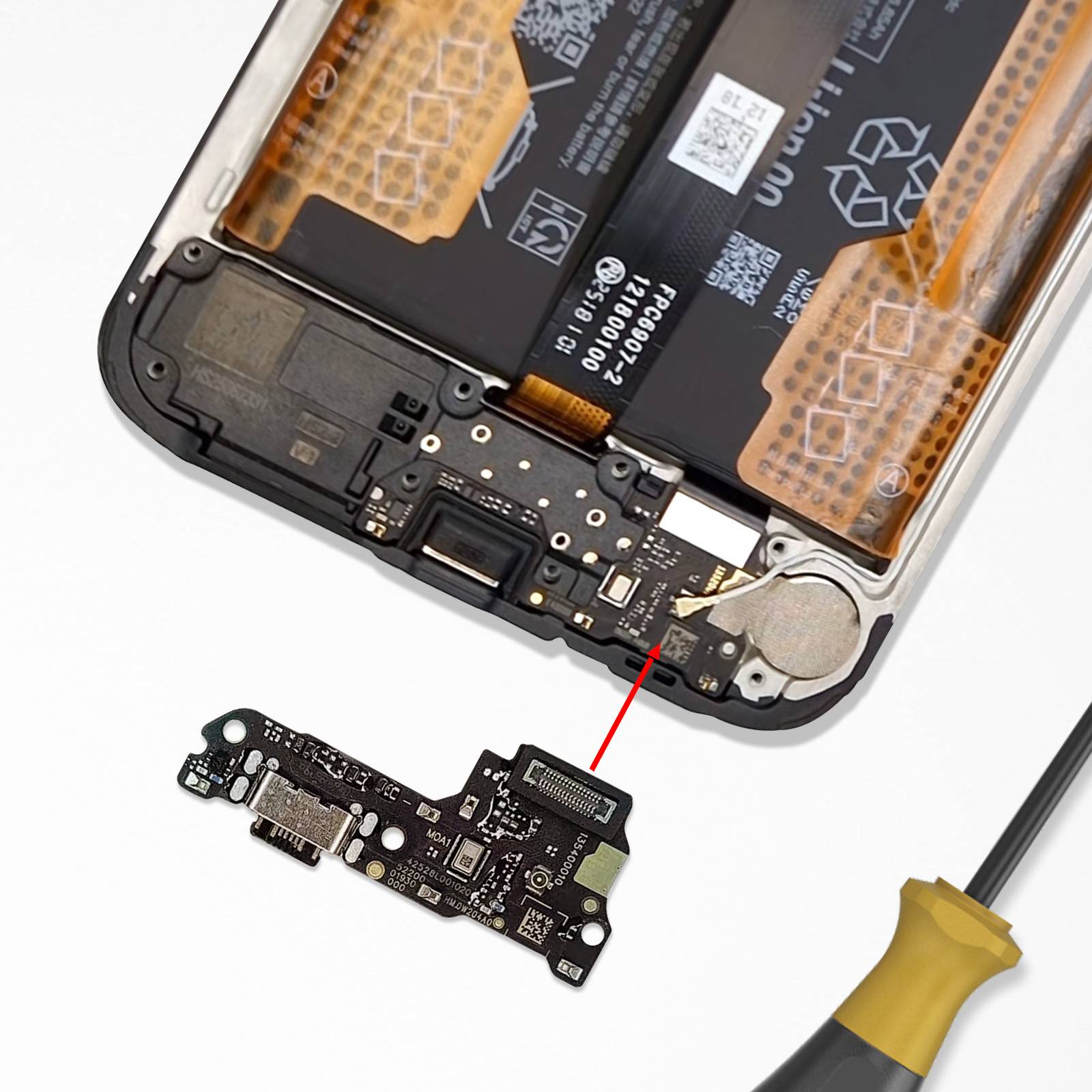 Connecteur de Charge USB-C Original Xiaomi Redmi 15 5G avec Micro Service Pack-3