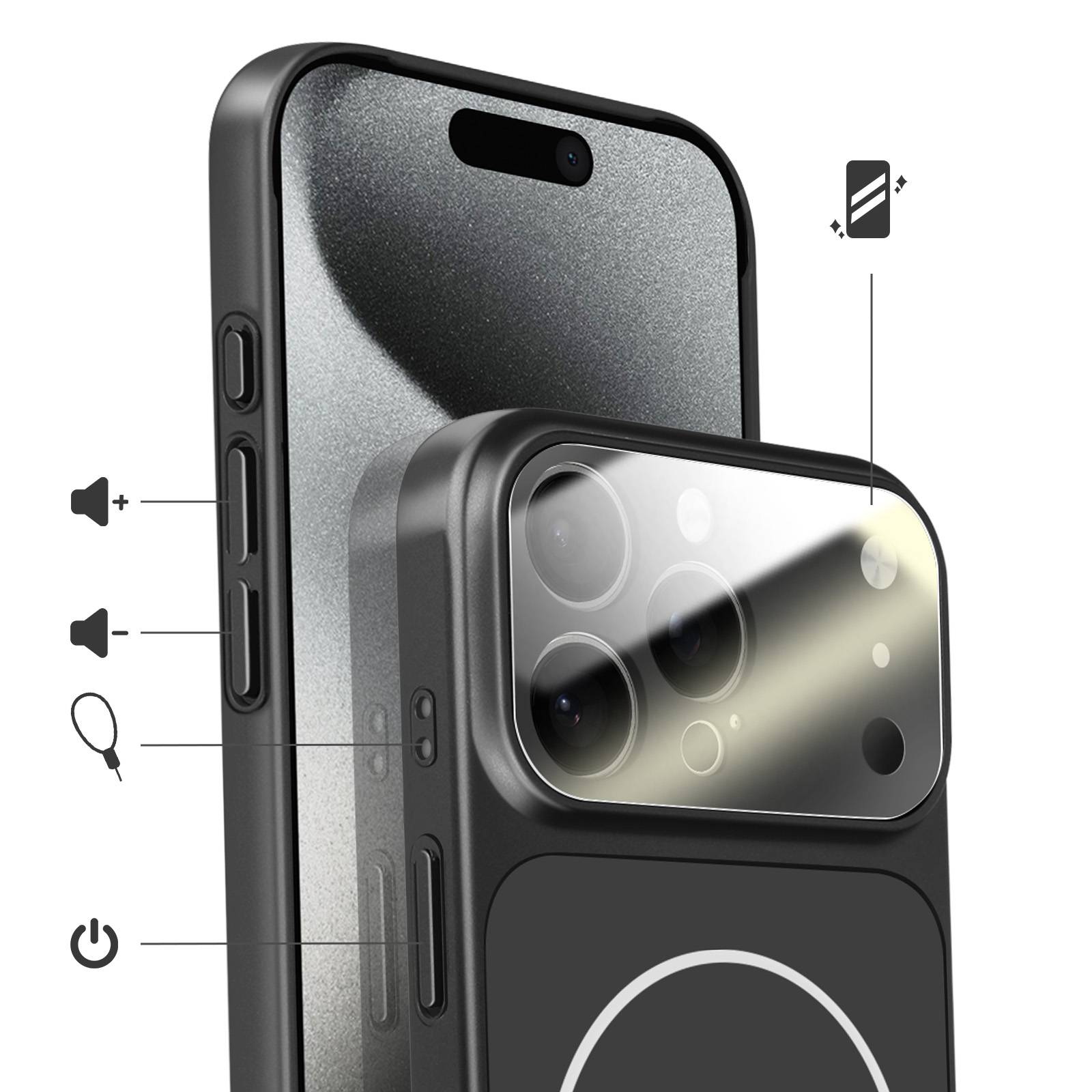 Coque MagSafe pour iPhone 15 Pro Max Rigide avec Verre Protection Caméra-2