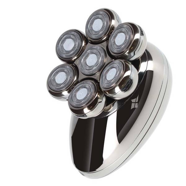 Rasoir Électrique Rechargeable avec Lames Rotatives pour la Barbe / Crâne Argent