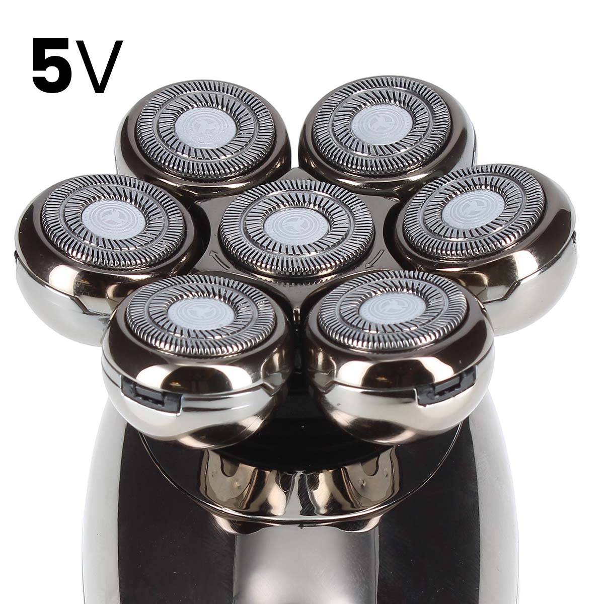 Rasoir Électrique Rechargeable avec Lames Rotatives pour la Barbe / Crâne Argent-4