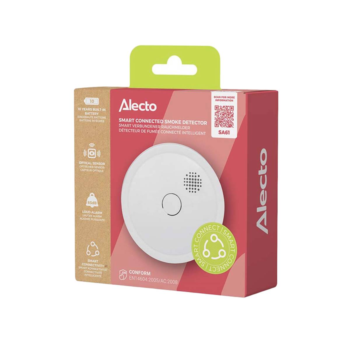 Détecteur de Fumée Connectable sans fil 433 MHz 85dB Autonomie 10 ans EN14604-4