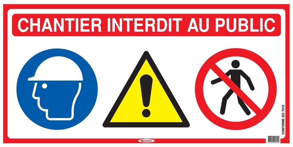 Panneau signalétique 4 en 1 à messages multiples 800x400mm - TALIAPLAST - 620011-0