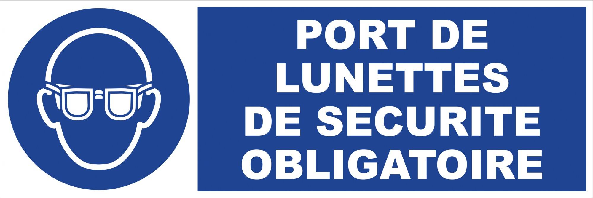 Panneau d'obligation rectangulaire 450x150mm 'port de lunettes de sécurité obligatoire' - NOVAP - 4030609-0