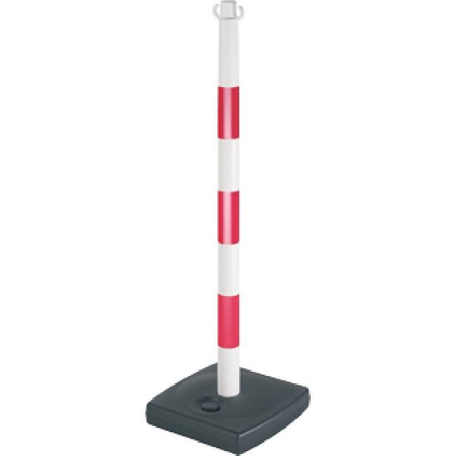 Poteau PVC 0,90m Rouge/Blanc sur socle à lester 4kg - NOVAP - 2001083-0
