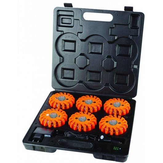 6 balises de signalisation à leds rechargeables et magnétiques + coffret - TALIAPLAST - 500205-0