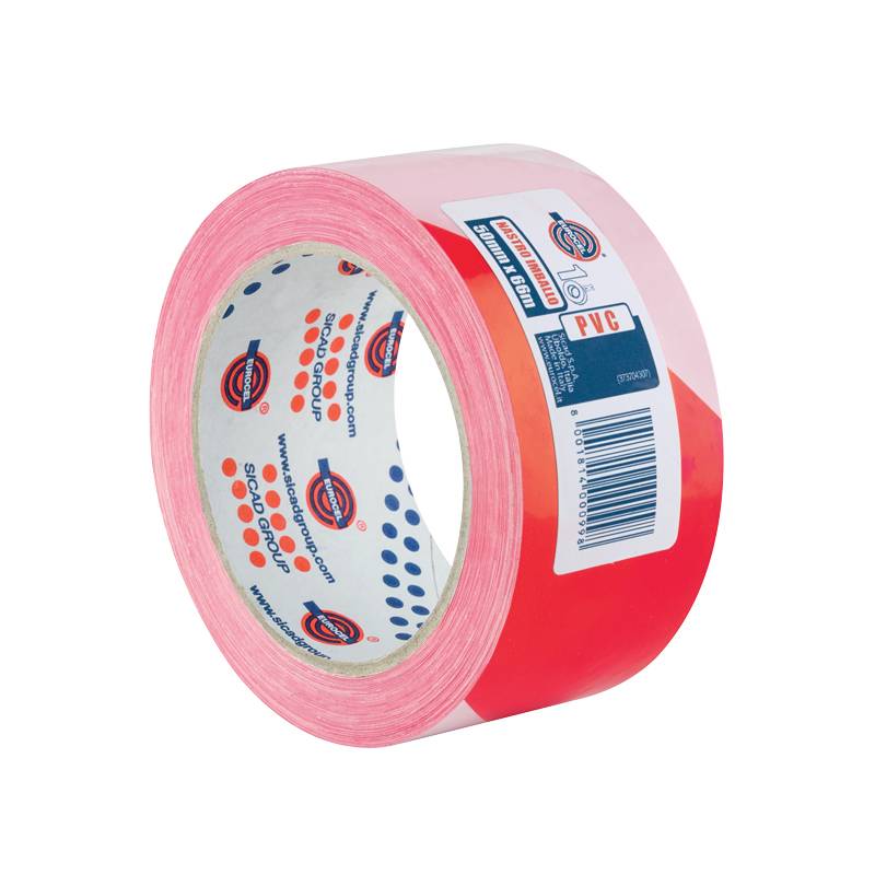 Ruban adhésif rouge et blanc PVC 350 50 mm x 66 m - EUROCELL - PE07PA0034-2