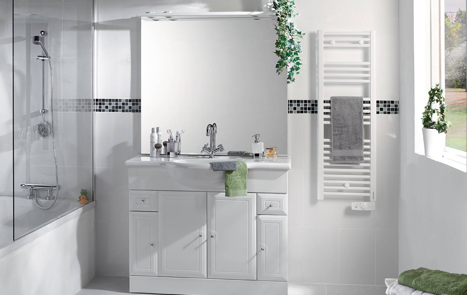 Sèche-serviettes électrique 2012 digital étroit blanc 500W - ATLANTIC - 831412-2
