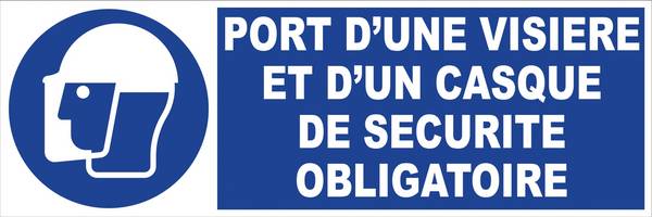 Panneau d'obligation rectangulaire 450x150mm 'Port casque et visière' - NOVAP - 4030678