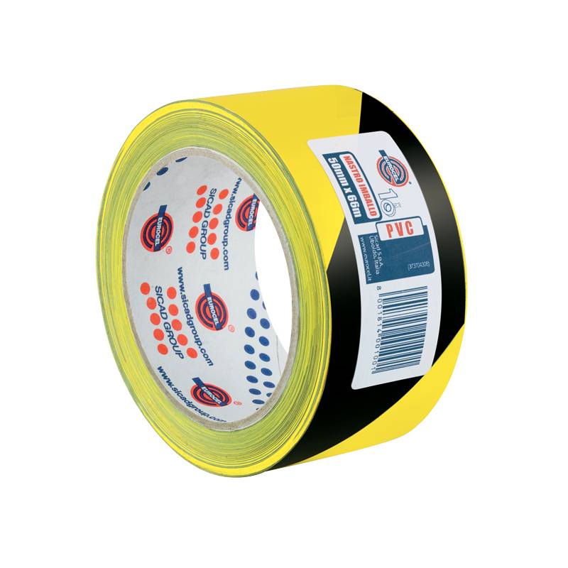 Ruban adhésif noir et jaune PVC 350 50 mm x 66 m - EUROCELL - PE07PA0035-0