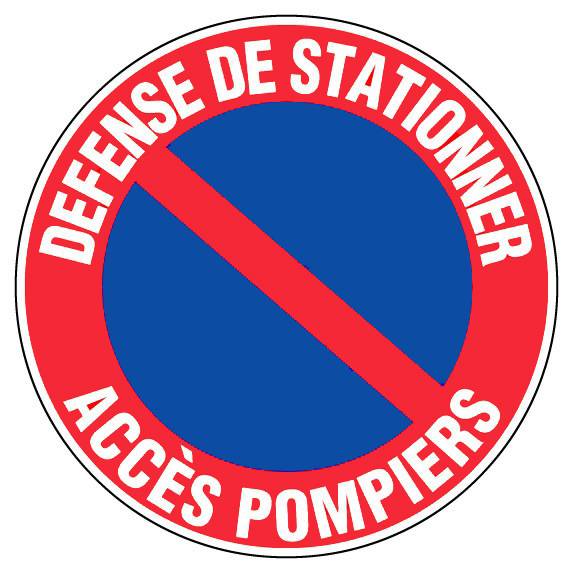 Panneau d'interdiction rond 300mm ''Défense de stationner Accès pompier'' - NOVAP - 4034294-0