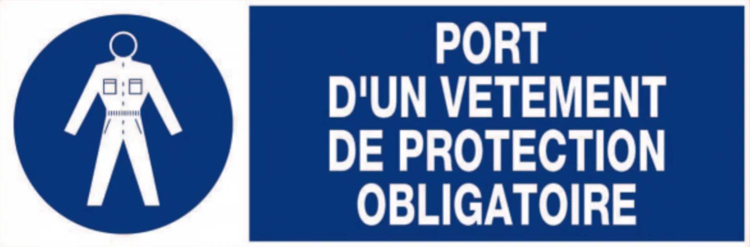 Panneau d'obligation rectangulaire 450x150mm 'Port de vêtements de protection' - NOVAP - 4030661-0