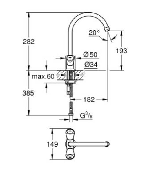 Mélangeur évier Chromé Grohe 31067001-1