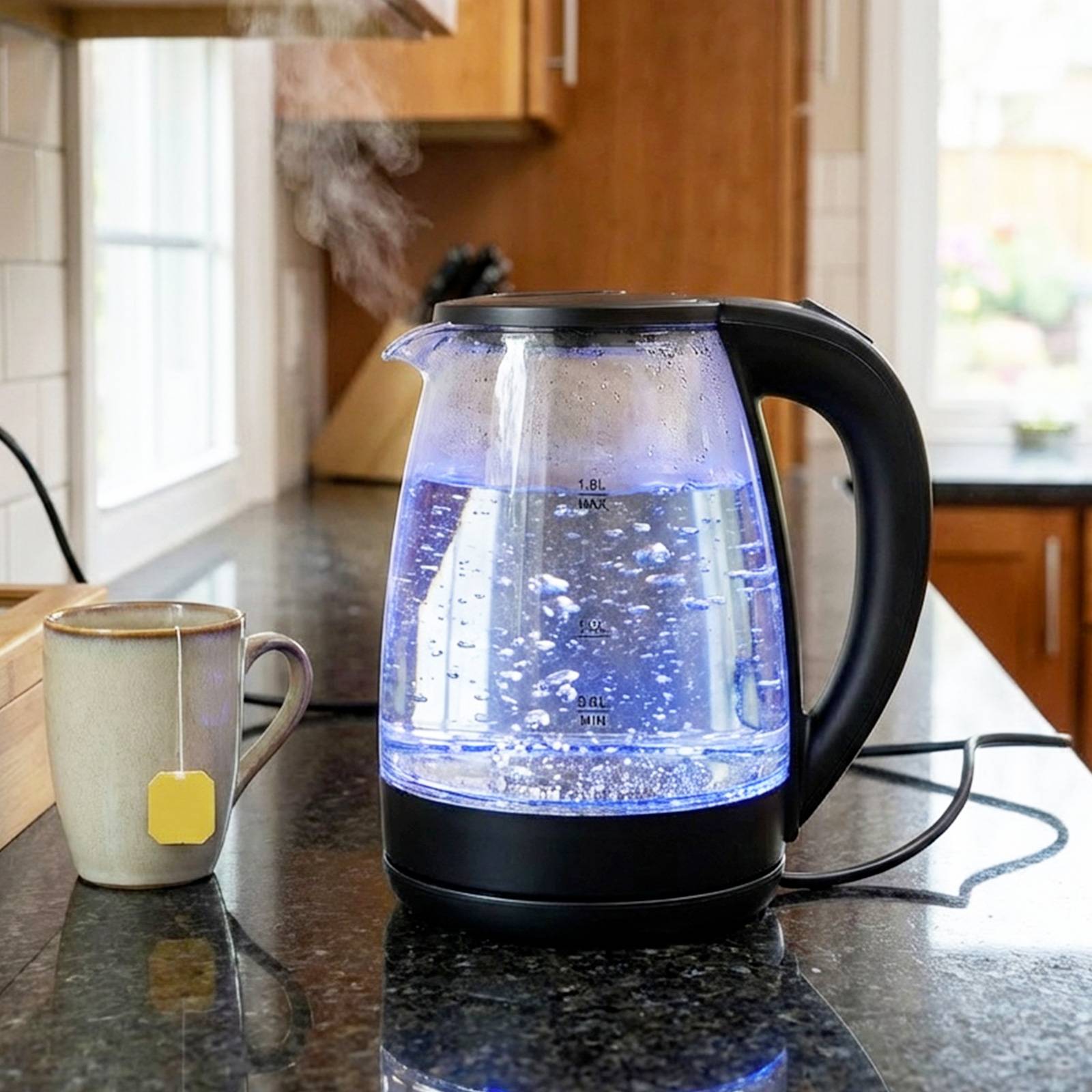 Bouilloire Électrique 1.8 L 1500W avec Éclairage LED et Arrêt Automatique-1