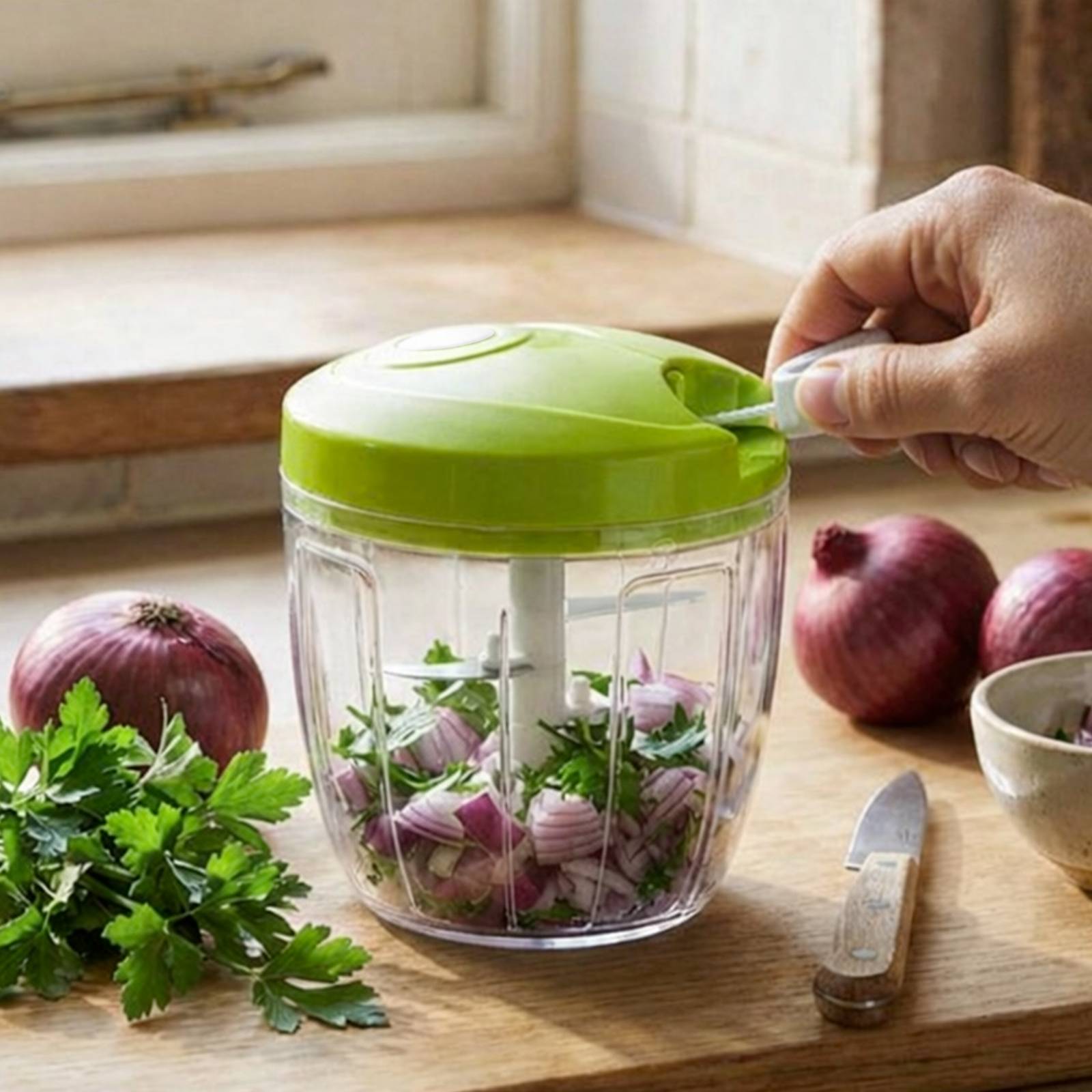 Hachoir Manuel Multifonction Lames Inox et Bol 900 Ml-2